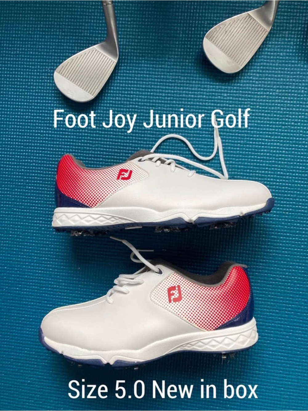 NEW!! FootJoy Junior Size 5 Golf Shoes - Red, White & Blue